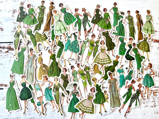Vintage Fashion Lady Washi Stickers - Green