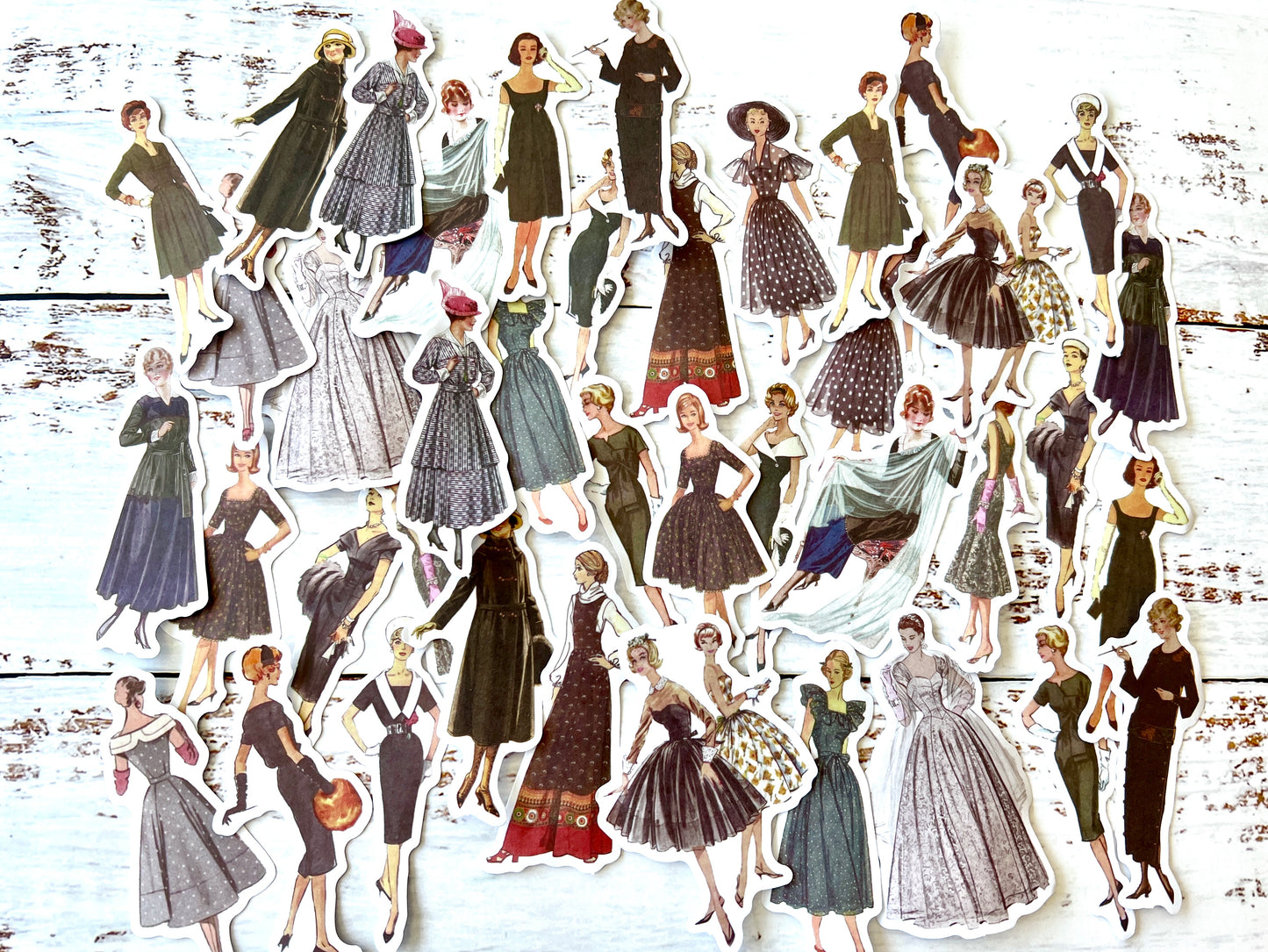 Vintage Fashion Lady Washi Stickers - Black