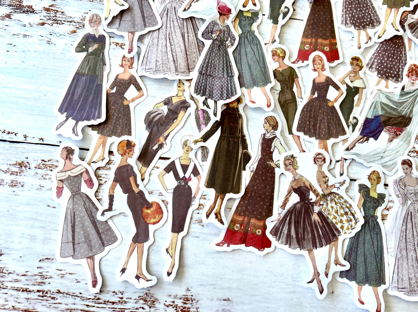 Vintage Fashion Lady Washi Stickers - Black