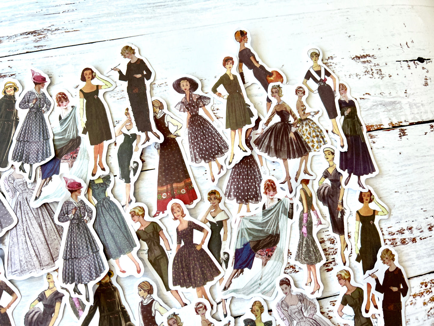 Vintage Fashion Lady Washi Stickers - Black