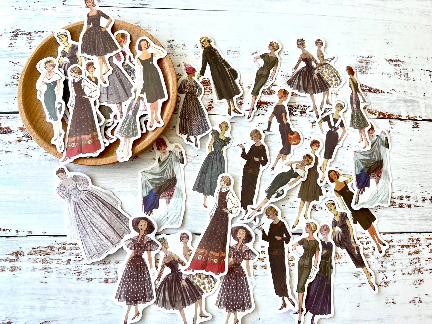 Vintage Fashion Lady Washi Stickers - Black