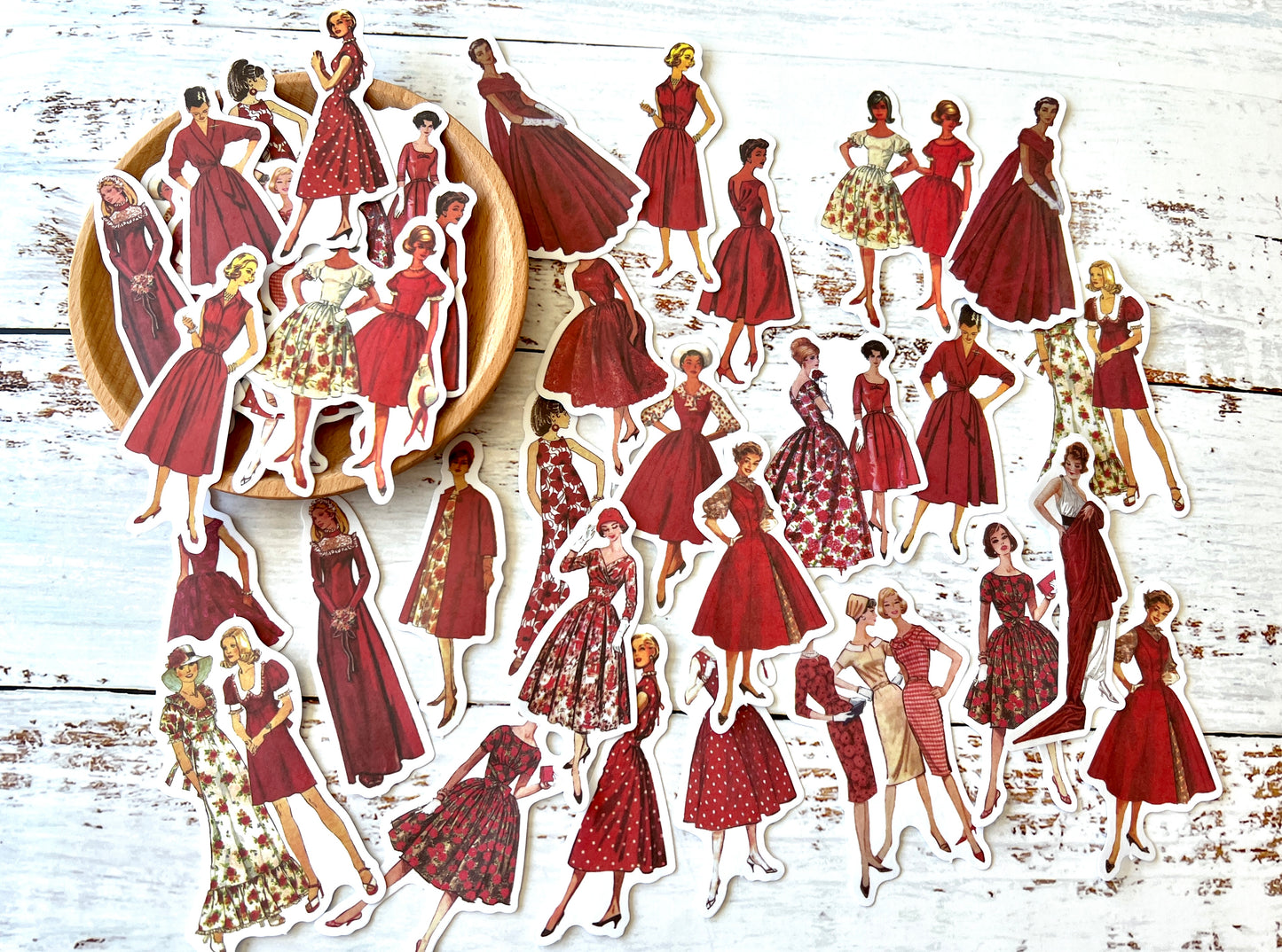 Vintage Fashion Lady Washi Stickers - Red