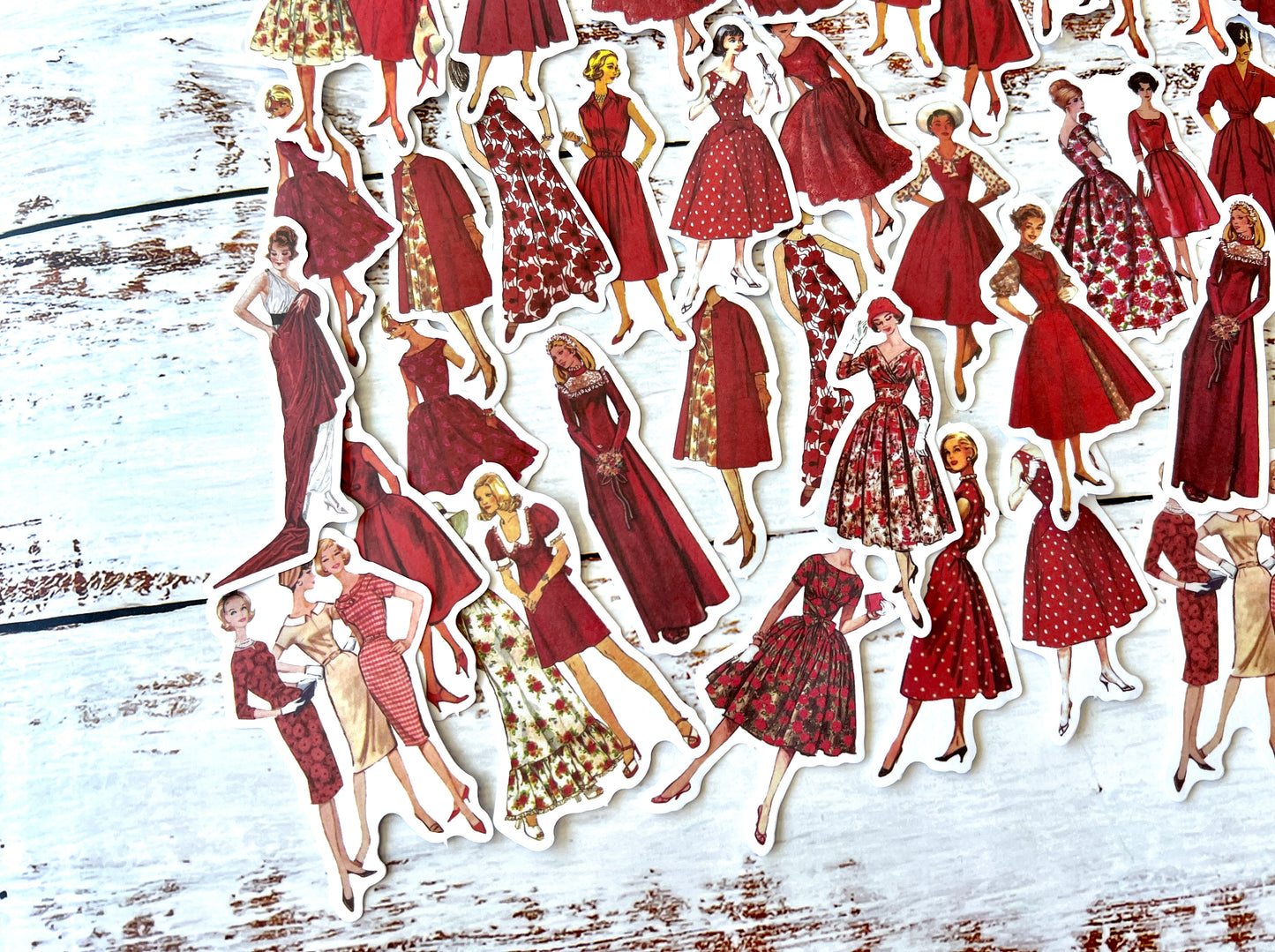 Vintage Fashion Lady Washi Stickers - Red