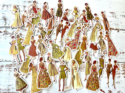 Vintage Fashion Lady Washi Stickers - Golden