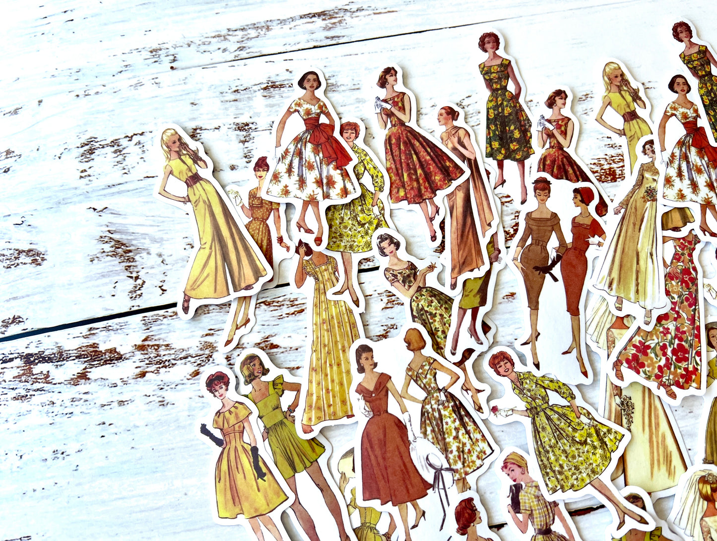 Vintage Fashion Lady Washi Stickers - Golden