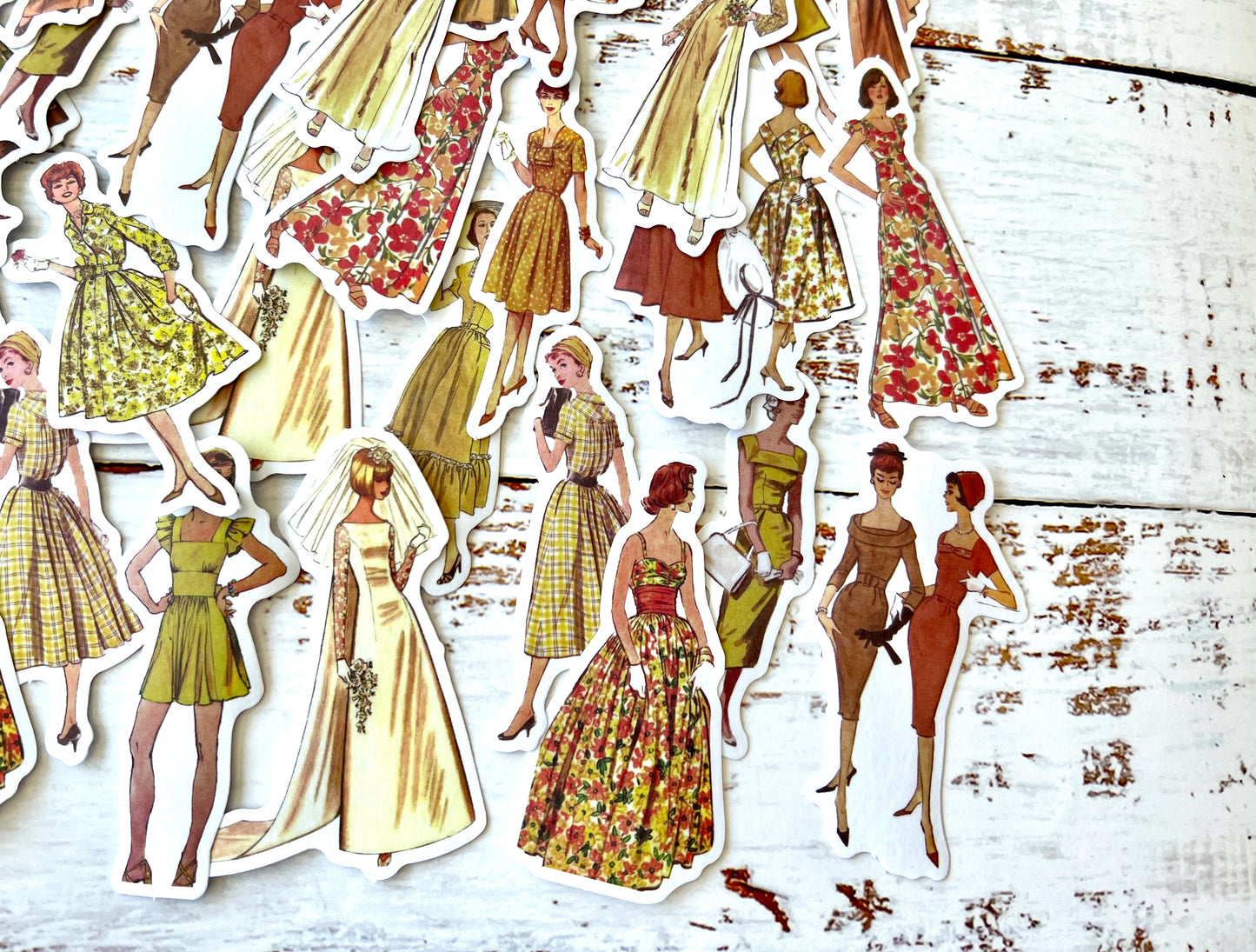 Vintage Fashion Lady Washi Stickers - Golden