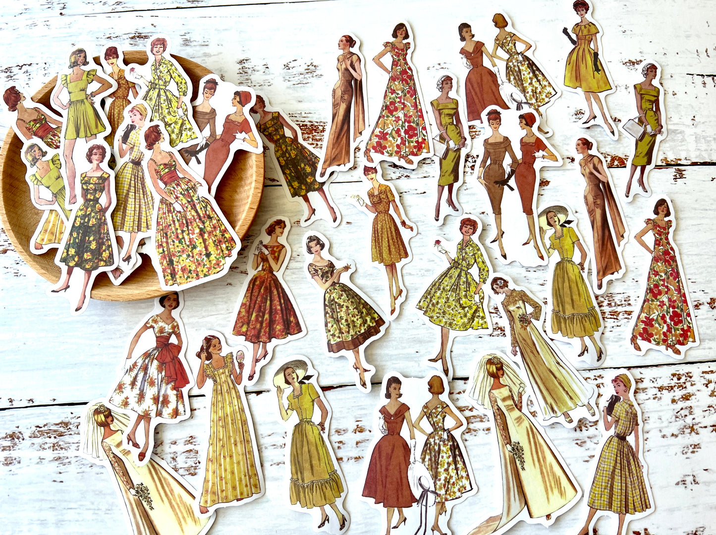 Vintage Fashion Lady Washi Stickers - Golden