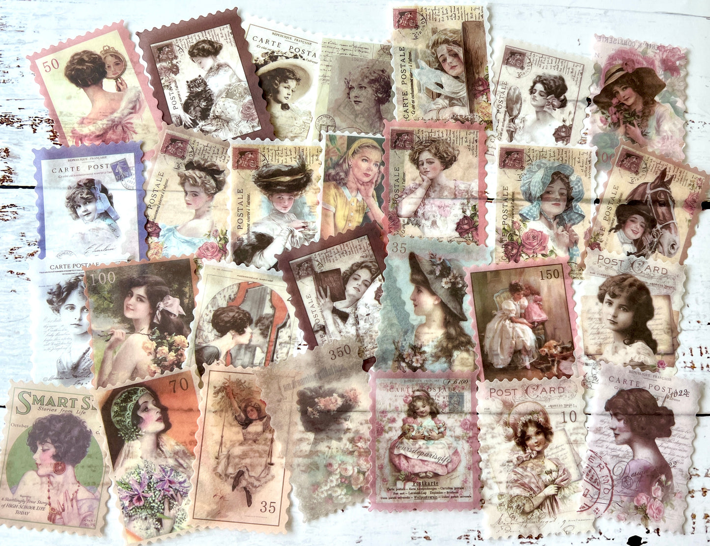 Vintage Lady Stamp Washi Stickers