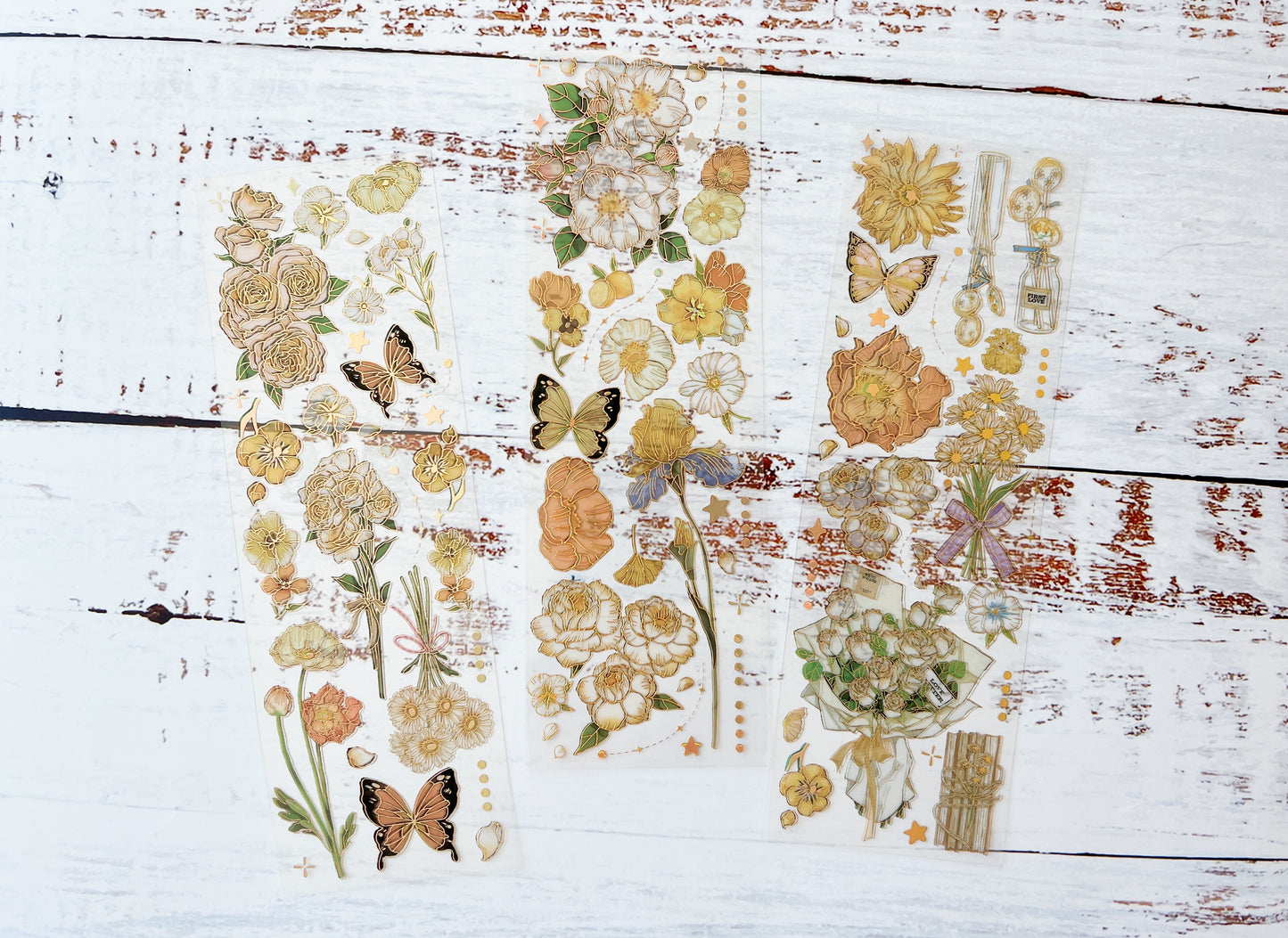 Gold Foil Flower & Butterfly Sticker Sheet