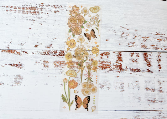 Gold Foil Flower & Butterfly Sticker Sheet