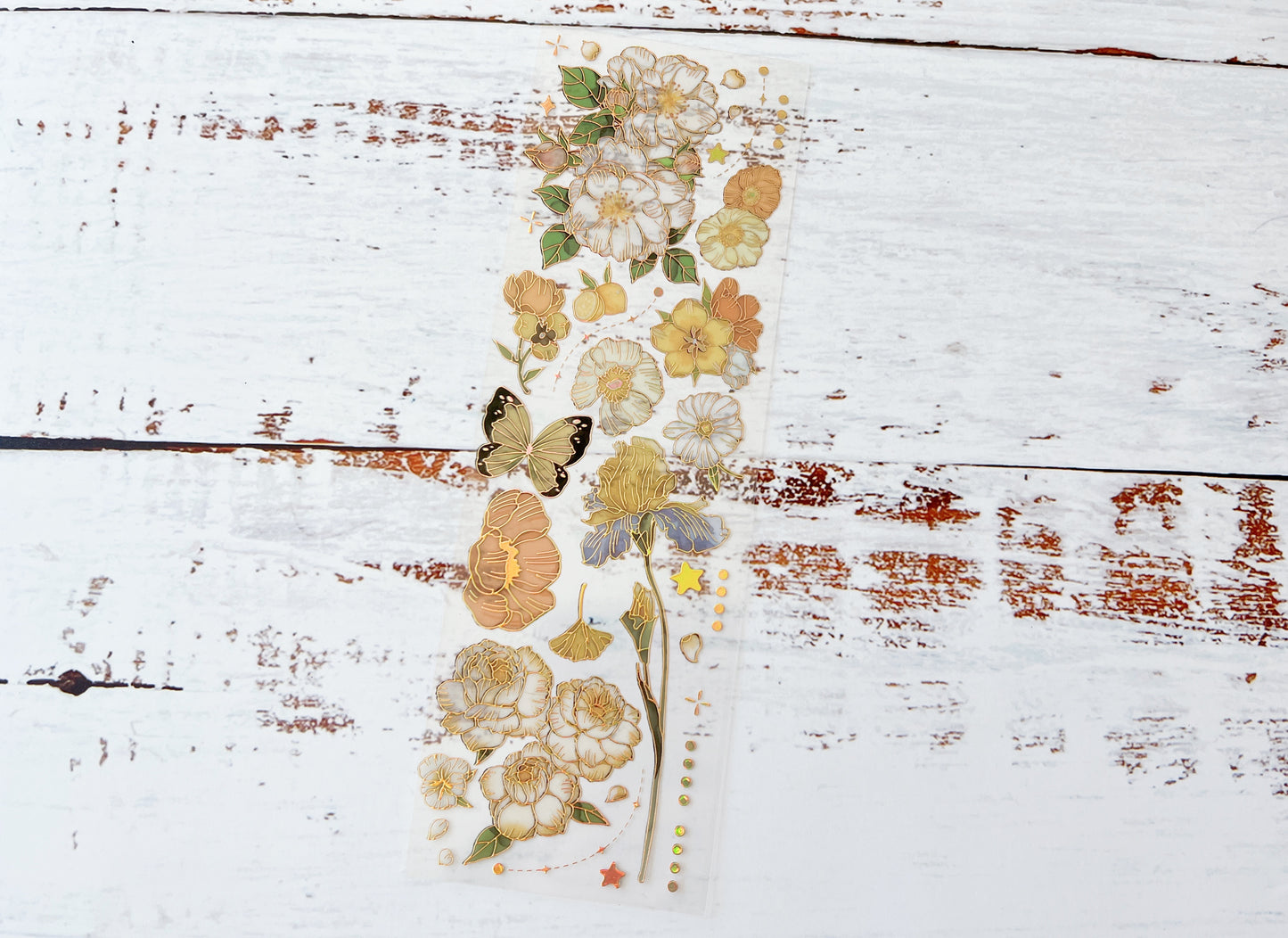 Gold Foil Flower & Butterfly Sticker Sheet