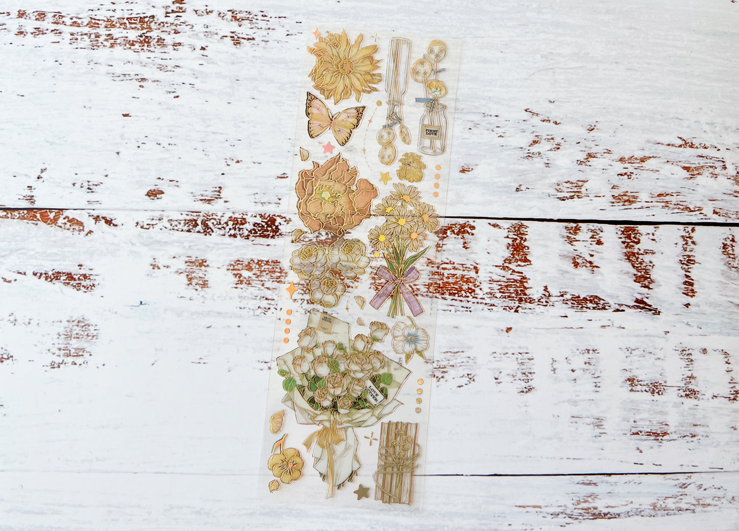 Gold Foil Flower & Butterfly Sticker Sheet
