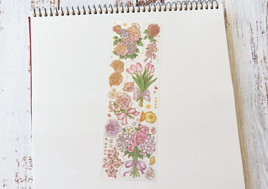 Gold Foil Pink Flower & Butterfly Sticker Sheet