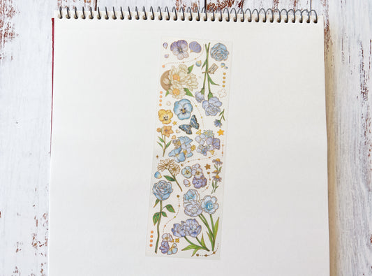 Gold Foil Blue Flower Sticker Sheet