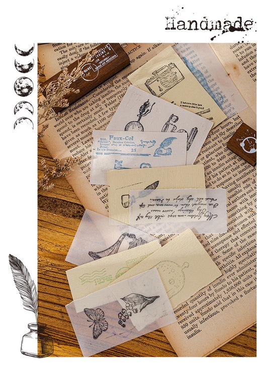 Set of 7 Wood Rubber Stamps - Flower/Nature/Botanical Stamps