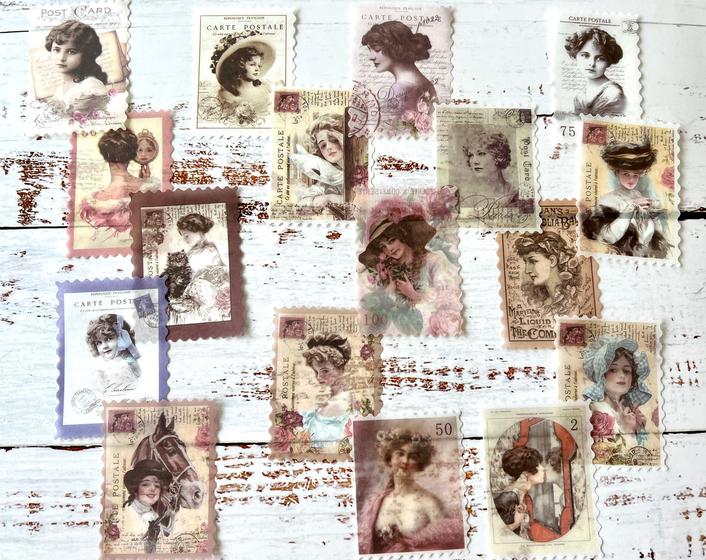 Vintage Lady Stamp Washi Stickers